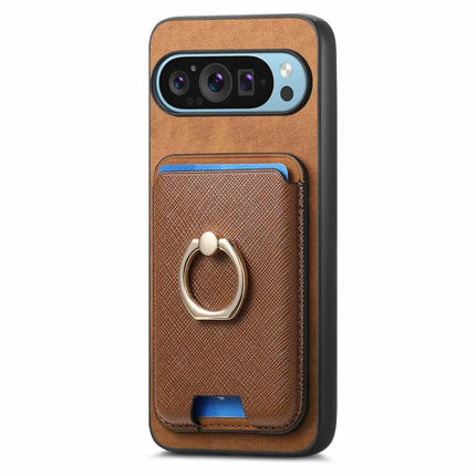 For Google Pixel 9 Pro XL Magnetic Case Leather+TPU Phone Cover Detachable Card Bag