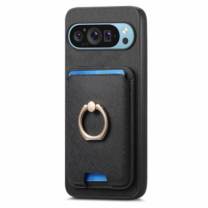 For Google Pixel 9 Pro XL Magnetic Case Leather+TPU Phone Cover Detachable Card Bag
