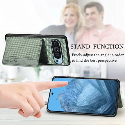 For Google Pixel 9 Pro XL Case RFID Blocking Card Holder Carbon Fiber Leather+PC+TPU Phone Cover