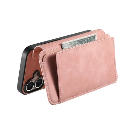 For iPhone 16 Plus Magnetic Leather Case with Detachable RFID Blocking Zipper Wallet Cover