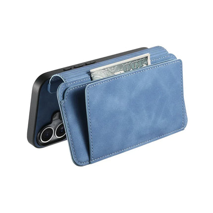 For iPhone 16 Plus Magnetic Leather Case with Detachable RFID Blocking Zipper Wallet Cover