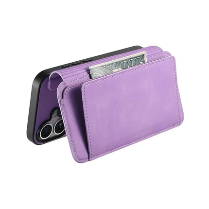 For iPhone 16 Plus Magnetic Leather Case with Detachable RFID Blocking Zipper Wallet Cover