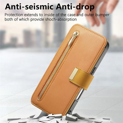 For iPhone 16 Plus Magnetic Leather Case with Detachable RFID Blocking Zipper Wallet Cover