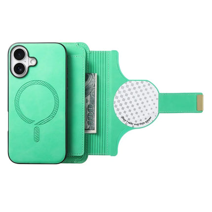 For iPhone 16 Plus Magnetic Leather Case with Detachable RFID Blocking Zipper Wallet Cover