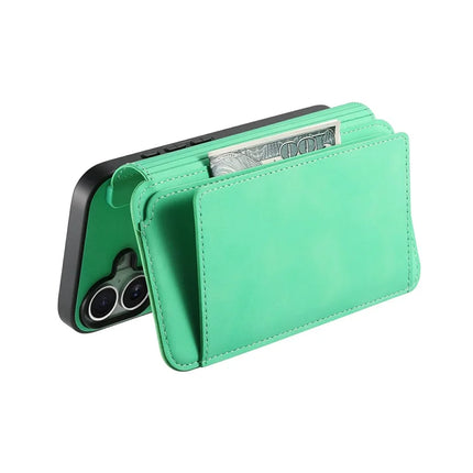 For iPhone 16 Plus Magnetic Leather Case with Detachable RFID Blocking Zipper Wallet Cover