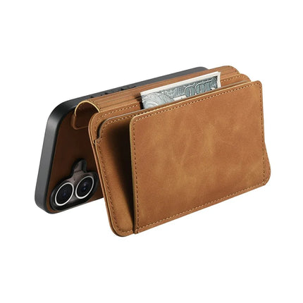 For iPhone 16 Plus Magnetic Leather Case with Detachable RFID Blocking Zipper Wallet Cover