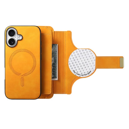 For iPhone 16 Magnetic Leather Case with Detachable RFID Blocking Zipper Wallet Cover