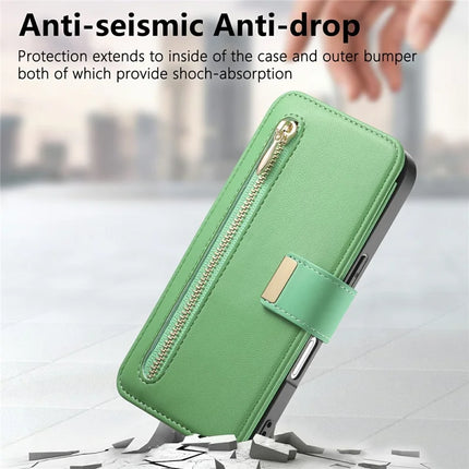For iPhone 16 Magnetic Leather Case with Detachable RFID Blocking Zipper Wallet Cover