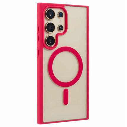 For Samsung Galaxy S23 Ultra Case Compatible with MagSafe Shockproof PC+TPU Clear Phone Cover - Red