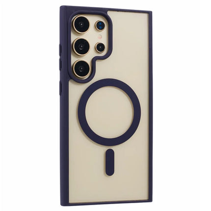 For Samsung Galaxy S23 Ultra Case Compatible with MagSafe Shockproof PC+TPU Clear Phone Cover - Dark Purple