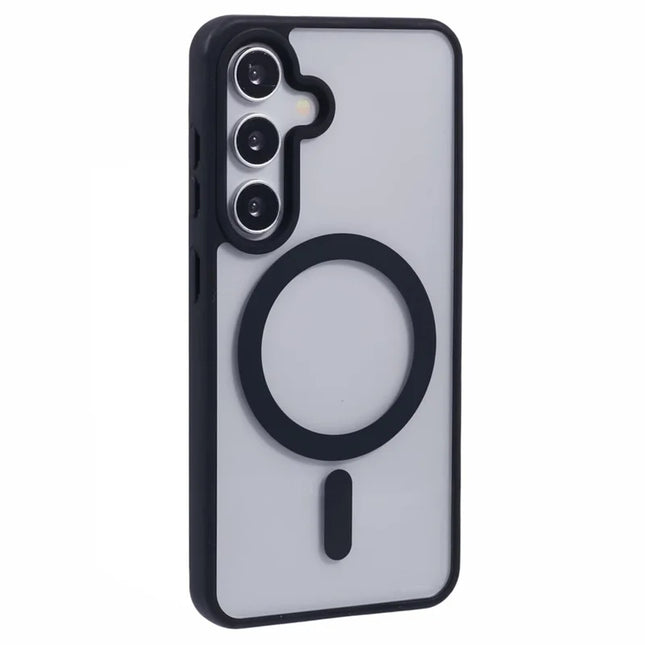 For Samsung Galaxy S23 FE Case Compatible with MagSafe Shockproof PC+TPU Clear Phone Cover - Black