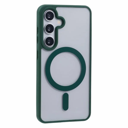 For Samsung Galaxy S23 FE Case Compatible with MagSafe Shockproof PC+TPU Clear Phone Cover - Green