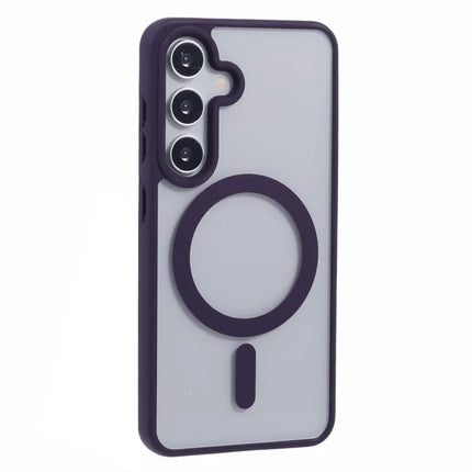 For Samsung Galaxy S23 FE Case Compatible with MagSafe Shockproof PC+TPU Clear Phone Cover - Dark Purple