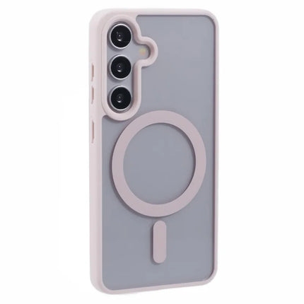 For Samsung Galaxy S23 FE Case Compatible with MagSafe Shockproof PC+TPU Clear Phone Cover - Pink