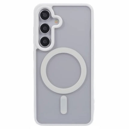For Samsung Galaxy S23 FE Case Compatible with MagSafe Shockproof PC+TPU Clear Phone Cover - White