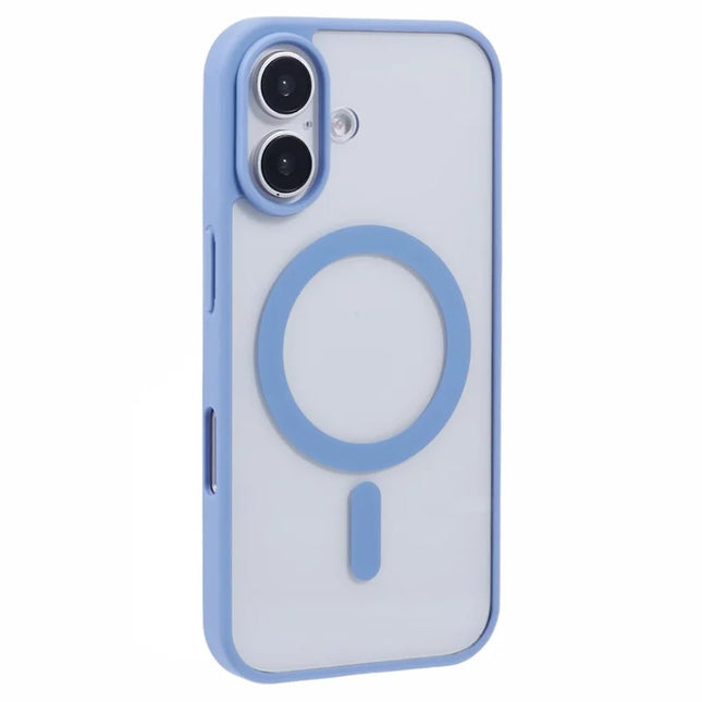 For iPhone 16 Plus Case Compatible with MagSafe Shockproof PC+TPU Clear Phone Cover - Blue