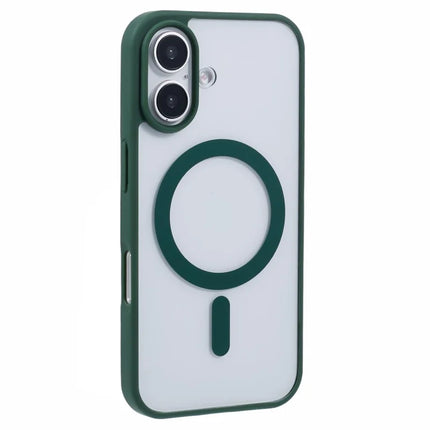 For iPhone 16 Plus Case Compatible with MagSafe Shockproof PC+TPU Clear Phone Cover - Green
