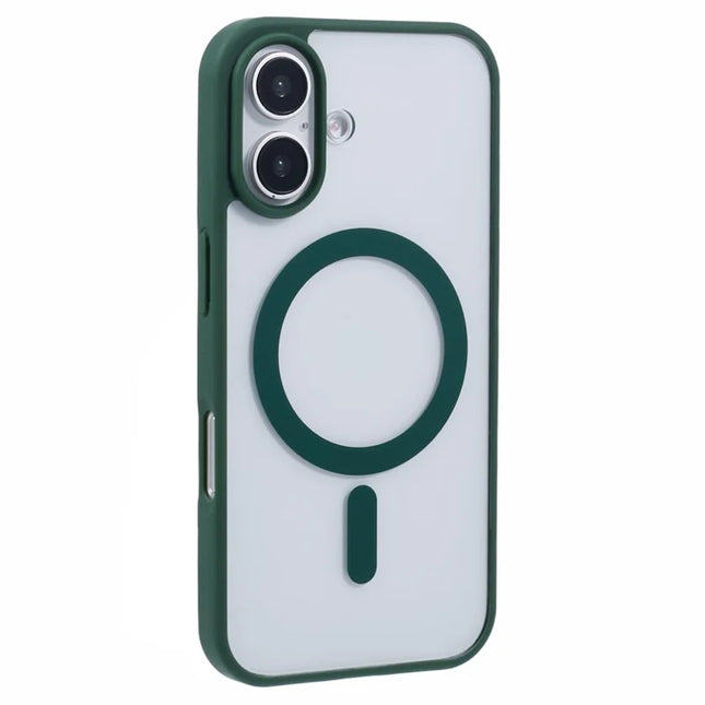 For iPhone 16 Plus Case Compatible with MagSafe Shockproof PC+TPU Clear Phone Cover - Green