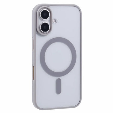 For iPhone 16 Plus Case Compatible with MagSafe Shockproof PC+TPU Clear Phone Cover - Grey