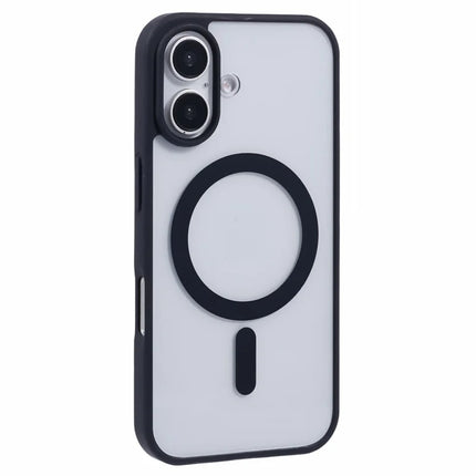 For iPhone 16 Plus Case Compatible with MagSafe Shockproof PC+TPU Clear Phone Cover - Black