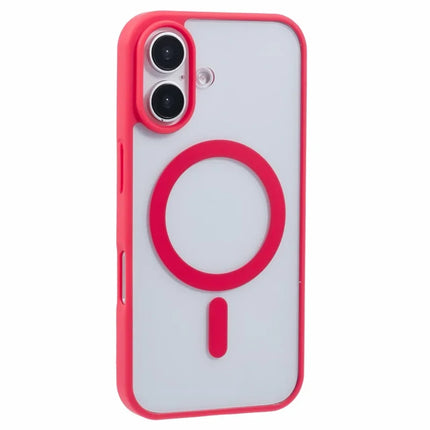 For iPhone 16 Plus Case Compatible with MagSafe Shockproof PC+TPU Clear Phone Cover - Red