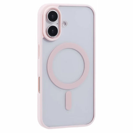 For iPhone 16 Plus Case Compatible with MagSafe Shockproof PC+TPU Clear Phone Cover - Pink