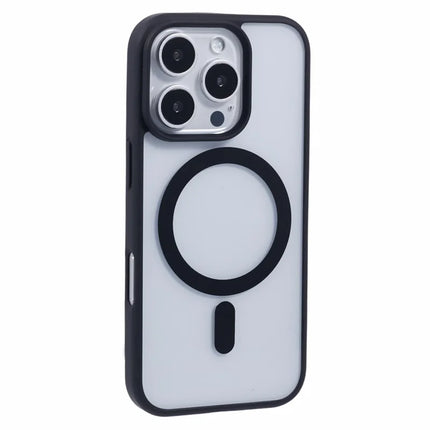 For iPhone 16 Pro Max Case Compatible with MagSafe Shockproof PC+TPU Clear Phone Cover - Black