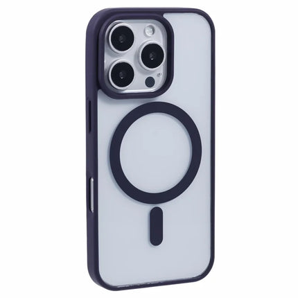 For iPhone 16 Pro Max Case Compatible with MagSafe Shockproof PC+TPU Clear Phone Cover - Dark Purple
