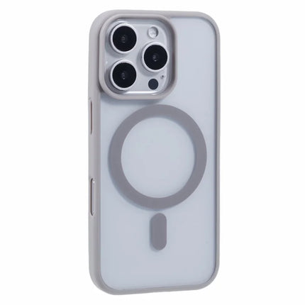 For iPhone 16 Pro Max Case Compatible with MagSafe Shockproof PC+TPU Clear Phone Cover - Grey