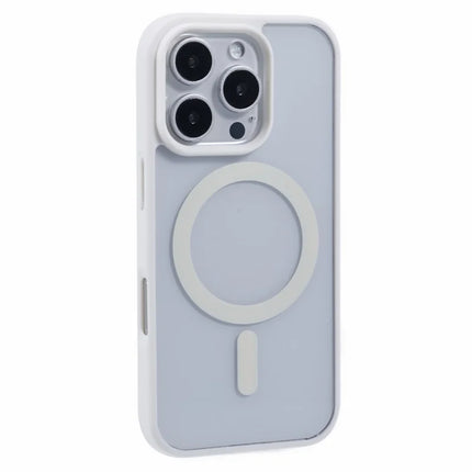 For iPhone 16 Pro Max Case Compatible with MagSafe Shockproof PC+TPU Clear Phone Cover - White