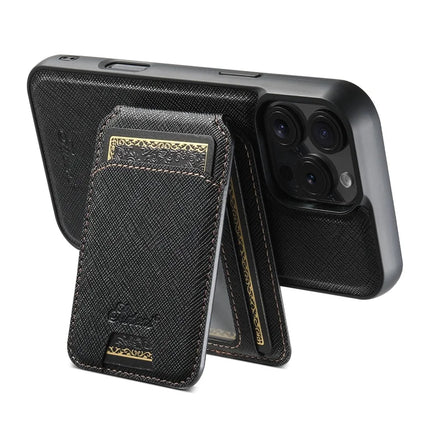 SUTENI H18 For iPhone 16 Pro Max Magnetic Case Cross Texture Leather+TPU Cover with Detachable Card Bag
