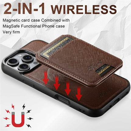 SUTENI H18 For iPhone 16 Pro Max Magnetic Case Cross Texture Leather+TPU Cover with Detachable Card Bag