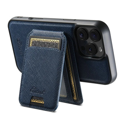 SUTENI H18 For iPhone 16 Pro Max Magnetic Case Cross Texture Leather+TPU Cover with Detachable Card Bag