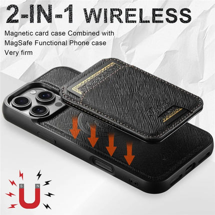 SUTENI H18 For iPhone 16 Pro Magnetic Case Cross Texture Leather+TPU Cover with Detachable Card Bag