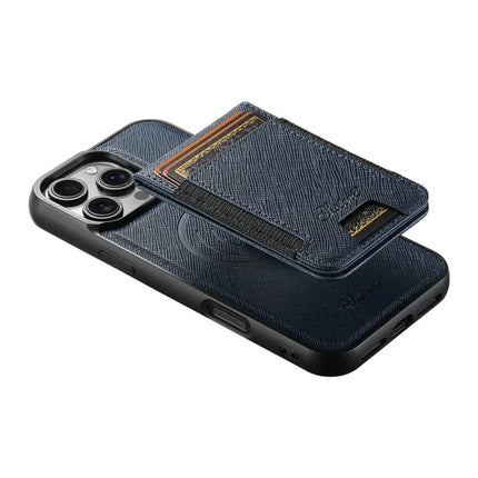 SUTENI H17 For iPhone 16 Pro Magnetic Case Leather+TPU Cross Texture Phone Cover with Detachable Card Bag