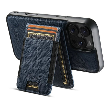 SUTENI H17 For iPhone 16 Pro Max Magnetic Case Leather+TPU Cross Texture Phone Cover with Detachable Card Bag