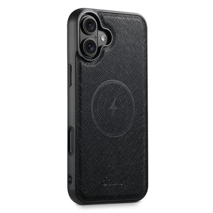 SUTENI H17 For iPhone 16 Magnetic Case Leather+TPU Cross Texture Phone Cover with Detachable Card Bag