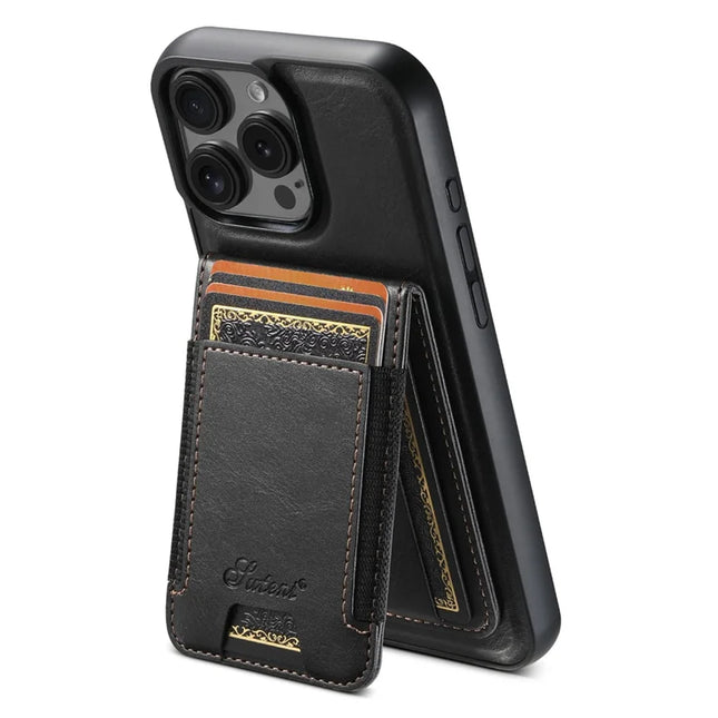 SUTENI H17 For iPhone 16 Pro Max Case Compatible with MagSafe Card Holder Kickstand Phone Cover - Black