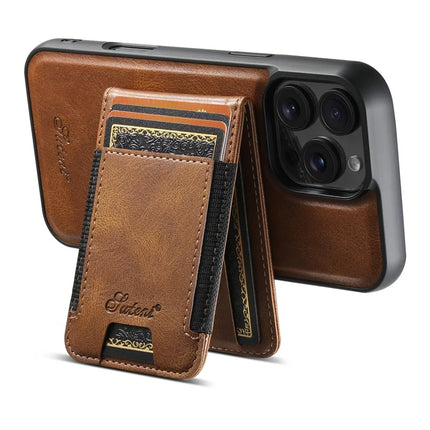 SUTENI H17 For iPhone 16 Pro Case Compatible with MagSafe Card Holder Kickstand Phone Cover