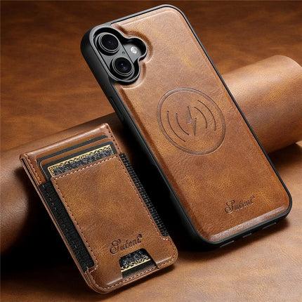 SUTENI H17 For iPhone 16 Plus Case Compatible with MagSafe Card Holder Kickstand Phone Cover