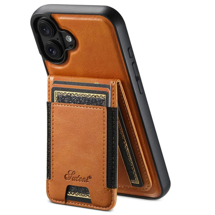 SUTENI H17 For iPhone 16 Plus Case Compatible with MagSafe Card Holder Kickstand Phone Cover - Khaki