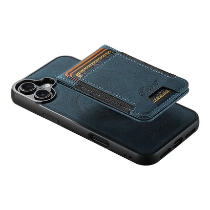 SUTENI H17 For iPhone 16 Plus Magnetic Case Card Slots Leather+TPU Kickstand Phone Cover
