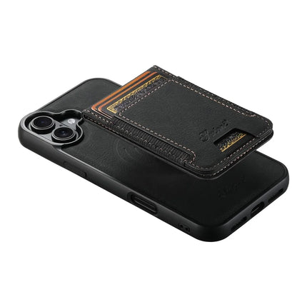 SUTENI H17 For iPhone 16 Plus Magnetic Case Card Slots Leather+TPU Kickstand Phone Cover