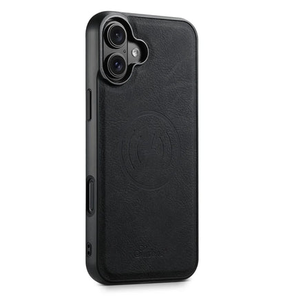 SUTENI H17 For iPhone 16 Plus Magnetic Case Card Slots Leather+TPU Kickstand Phone Cover