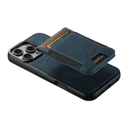 SUTENI H17 For iPhone 16 Pro Max Magnetic Case Card Slots Leather+TPU Kickstand Phone Cover