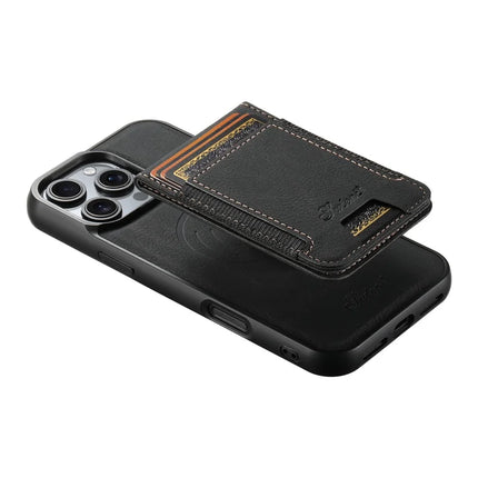 SUTENI H17 For iPhone 16 Pro Max Magnetic Case Card Slots Leather+TPU Kickstand Phone Cover