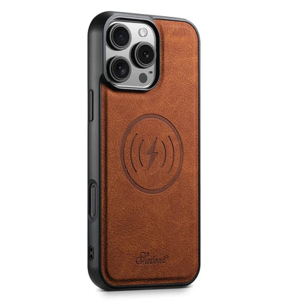 SUTENI H17 For iPhone 16 Pro Max Magnetic Case Card Slots Leather+TPU Kickstand Phone Cover