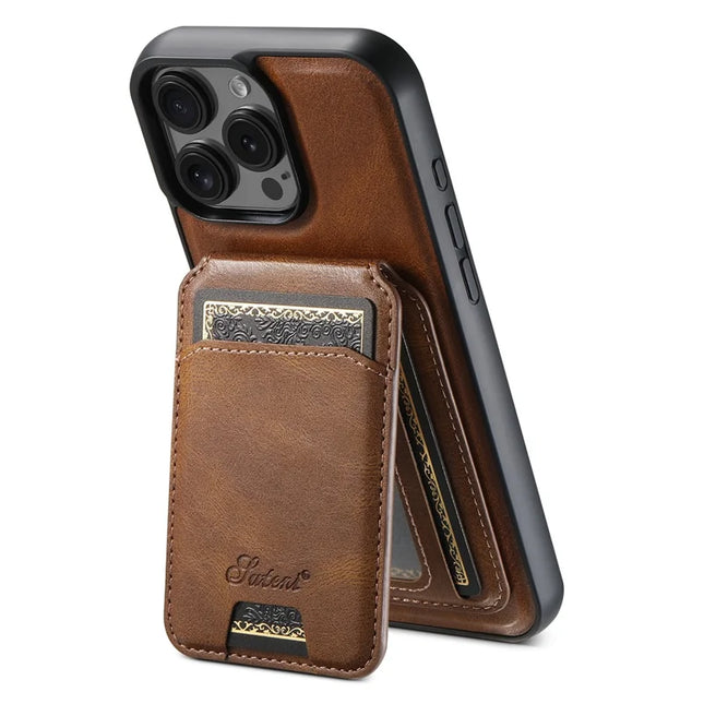 SUTENI H15 For iPhone 16 Pro Max Magnetic Case Detachable Card Holder Phone Cover - Brown