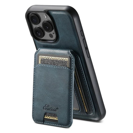 SUTENI H15 For iPhone 16 Pro Max Magnetic Case Detachable Card Holder Phone Cover - Blue