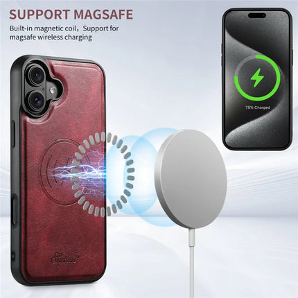 SUTENI H15 For iPhone 16 Plus Magnetic Case Detachable Card Holder Phone Cover